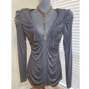 Vintage Vivienne Tam Silver Drape Blouse